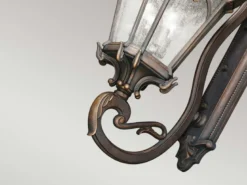 Extra große antike LED Außenwandleuchte stehend Bronzefarbig, Höhe 117cm