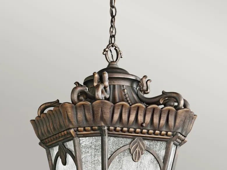 Extra große antike LED Hängelaterne Aluminium Bronzefarbig, Ø 43cm