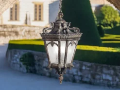 Extra große antike LED Hängelaterne Aluminium Bronzefarbig, Ø 43cm