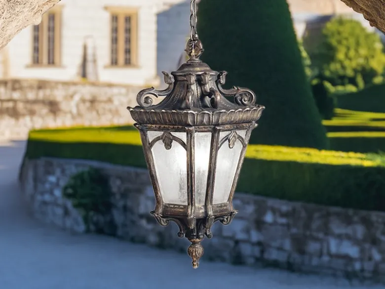 Extra große antike LED Hängelaterne Aluminium Bronzefarbig, Ø 43cm