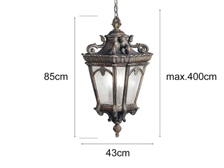 Extra große antike LED Hängelaterne Aluminium Bronzefarbig, Ø 43cm