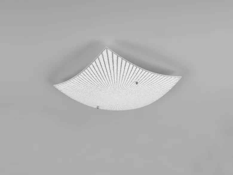 Flache Deckenleuchte ELISA mit Glas Lampenschirm Weiß, Quadrat 30cm