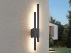 Flache LED Außenwandleuchte 2er SET in Anthrazit - indirekte Wandbeleuchtung
