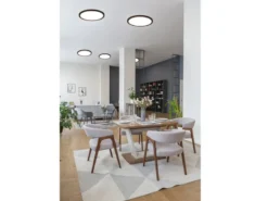 Flache LED Deckenleuchte AUREO Schwarz, mit Fernbedienung dimmbar Ø 40cm