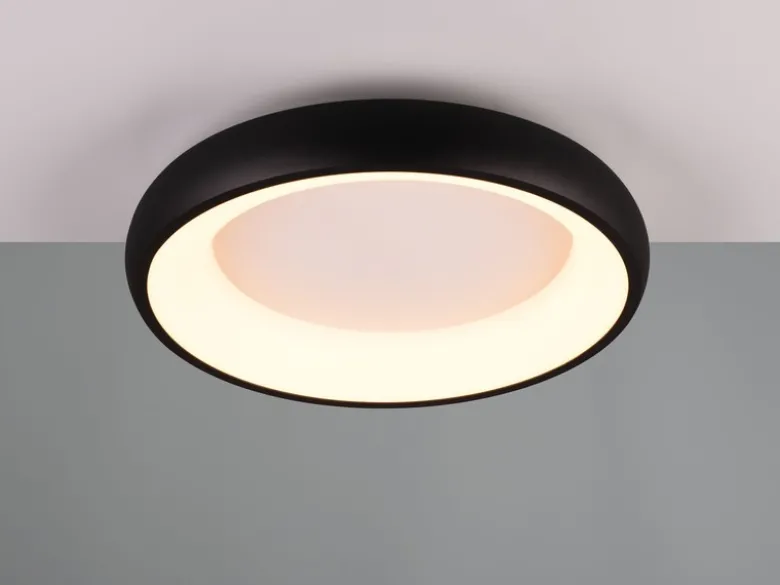 Flache LED Deckenleuchte CARDONA Schwarz, dimmbar & 3 Lichtfarben, Ø 46,5cm