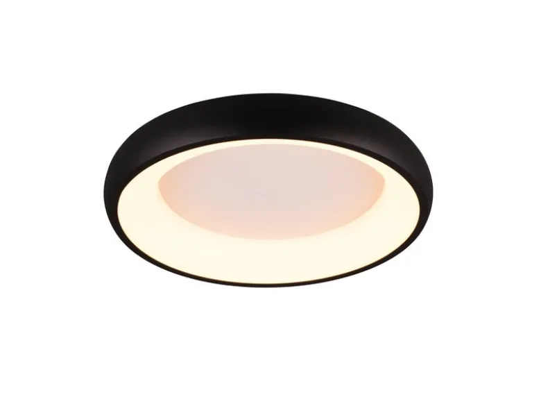 Flache LED Deckenleuchte CARDONA Schwarz, dimmbar & 3 Lichtfarben, Ø 46,5cm