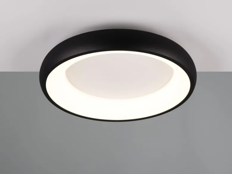 Flache LED Deckenleuchte CARDONA Schwarz, dimmbar & 3 Lichtfarben, Ø 46,5cm