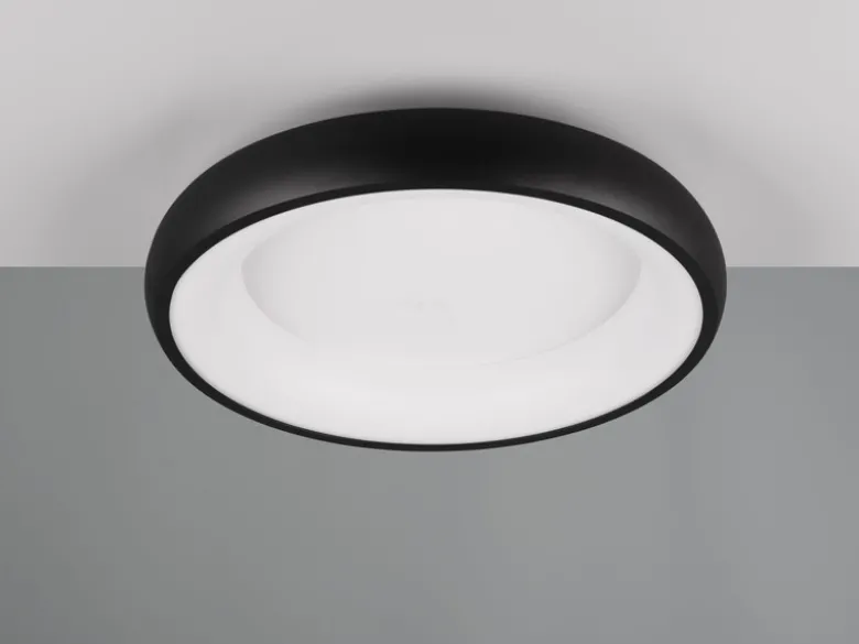 Flache LED Deckenleuchte CARDONA Schwarz, dimmbar & 3 Lichtfarben, Ø 46,5cm