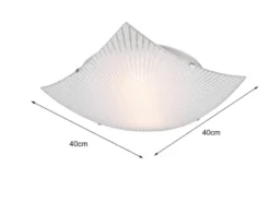 Flache LED Deckenleuchte mit Glas Lampenschirm Weiß, Quadrat 40cm