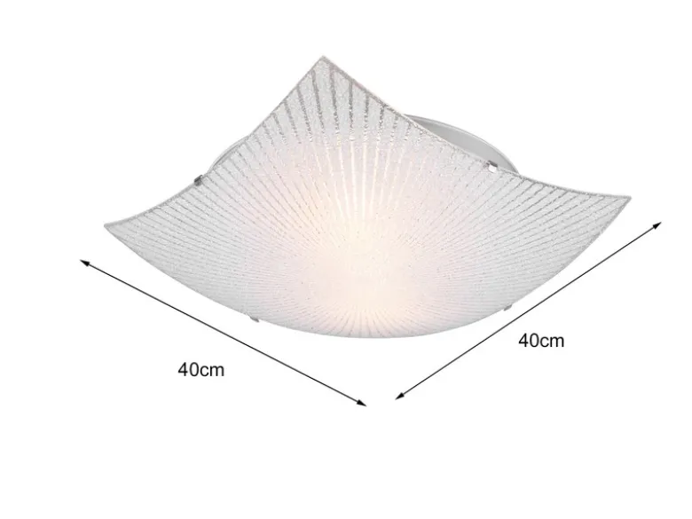 Flache LED Deckenleuchte mit Glas Lampenschirm Weiß, Quadrat 40cm