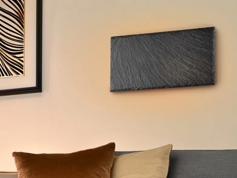 Flache LED Innen Wandleuchte RAVEN aus Naturschiefer, Breite 25cm