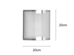 Flache LED Innen Wandleuchte mit Glas Lampenschirm Weiß, Höhe 20cm