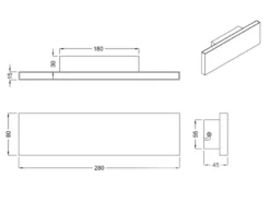 Flache LED Wandleuchte CONCHA Up and Down Rostoptik - 3 Stufen Dimmer, B: 28cm