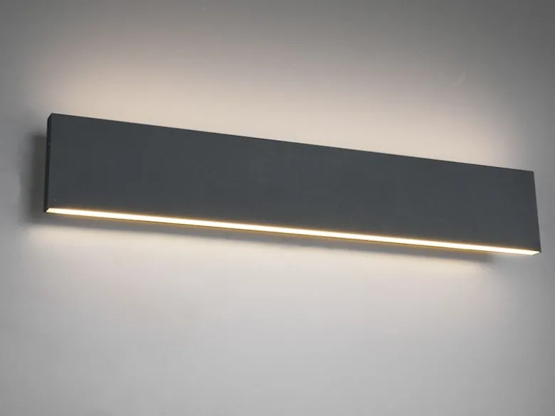 Flache LED Wandleuchte CONCHA Up and Down Anthrazit - 3 Stufen Dimmer, B: 47cm