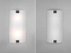Flache LED Wandleuchte mit Glas Lampenschirm Weiß & Silber, Höhe 40cm