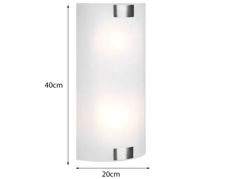 Flache LED Wandleuchte mit Glas Lampenschirm Weiß & Silber, Höhe 40cm