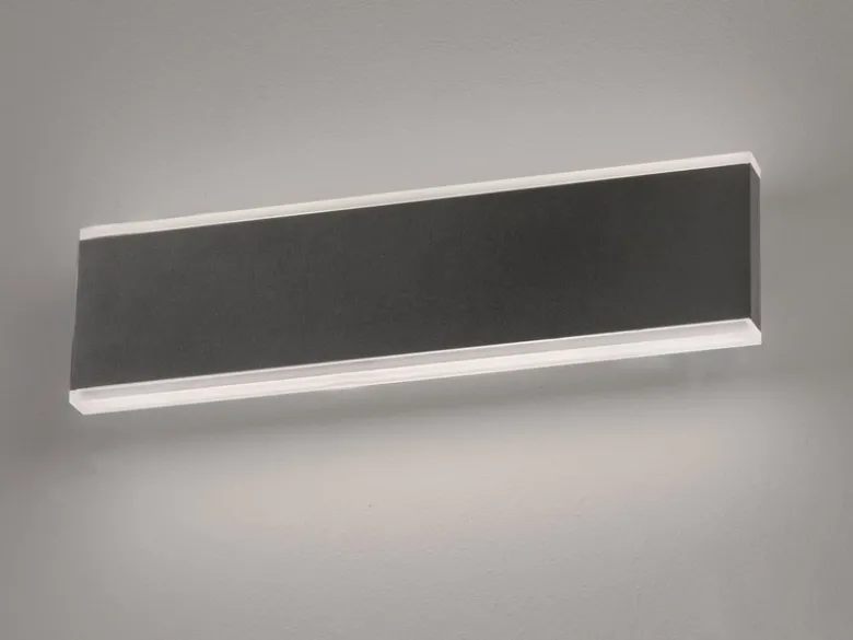 Flache LED Wandleuchte MUUR Schwarz mit Schalter, Breite 30,5cm