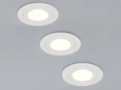 Flacher LED Einbaustrahler 230V dimmbar, 3er Set, Badezimmer geeignet, Ø 8cm