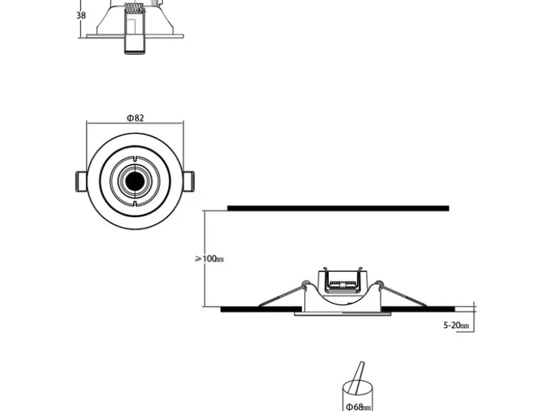 Flacher LED Einbaustrahler 230V dimmbar, 3er Set, Badezimmer geeignet, Ø 8cm
