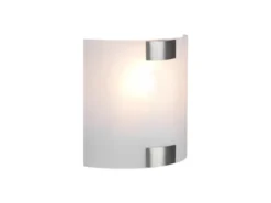 Flache Wandleuchte PURA Glaslampenschirm Silber, Höhe 20cm