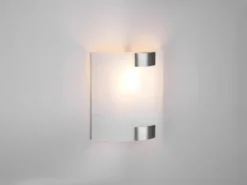 Flache Wandleuchte PURA Glaslampenschirm Silber, Höhe 20cm