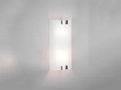 Flache Wandleuchte PURA Glaslampenschirm Silber, Höhe 40cm