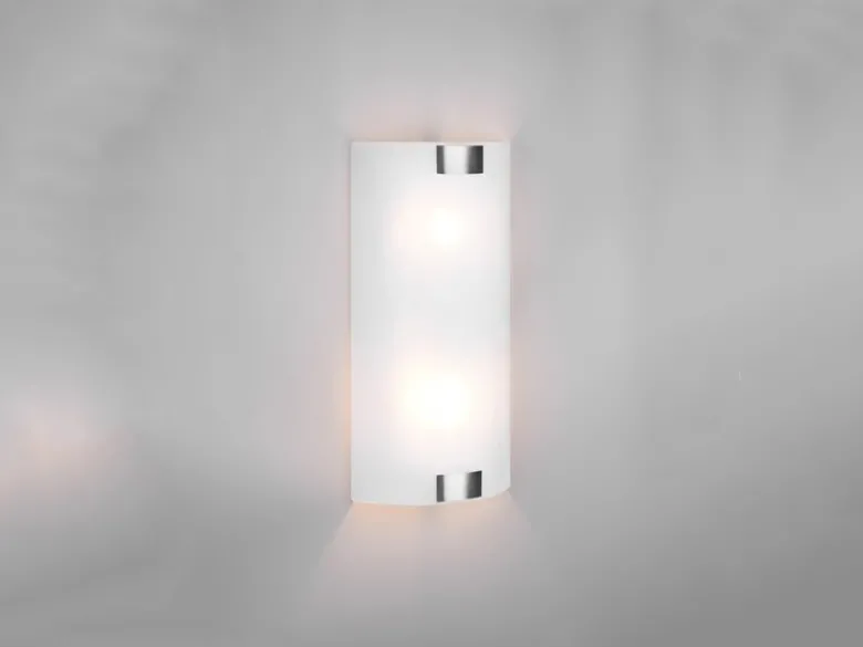Flache Wandleuchte PURA Glaslampenschirm Silber, Höhe 40cm