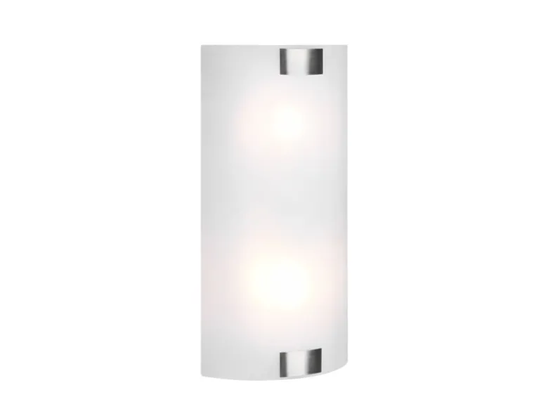 Flache Wandleuchte PURA Glaslampenschirm Silber, Höhe 40cm