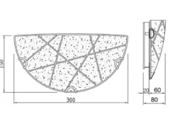 Flache Wandleuchte SANDRINA Glasschirm mit Streifendekor, Breite 30cm