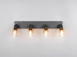 4-flammiger Deckenstrahler CADIZ mit Glasschirmen Amberfarbig, Breite 58cm