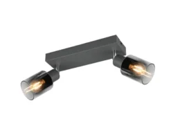 2-flammiger Deckenstrahler CADIZ mit Chrom Glasschirmen, Breite 27cm