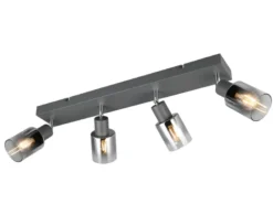 4-flammiger Deckenstrahler CADIZ mit Chrom Glasschirmen, Breite 58cm
