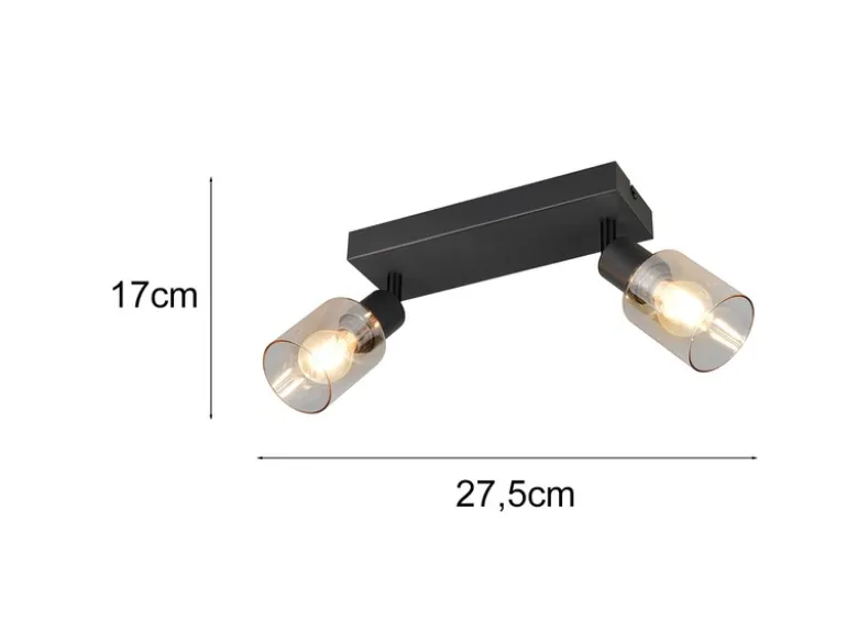 2-flammiger Deckenstrahler CADIZ mit Glasschirmen Amberfarbig, Breite 27cm
