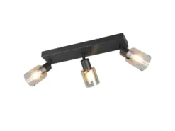 3-flammiger LED Deckenstrahler mit Glasschirmen Amberfarbig, Breite 42cm
