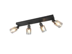 4-flammiger LED Deckenstrahler mit Glasschirmen Amberfarbig, Breite 58cm