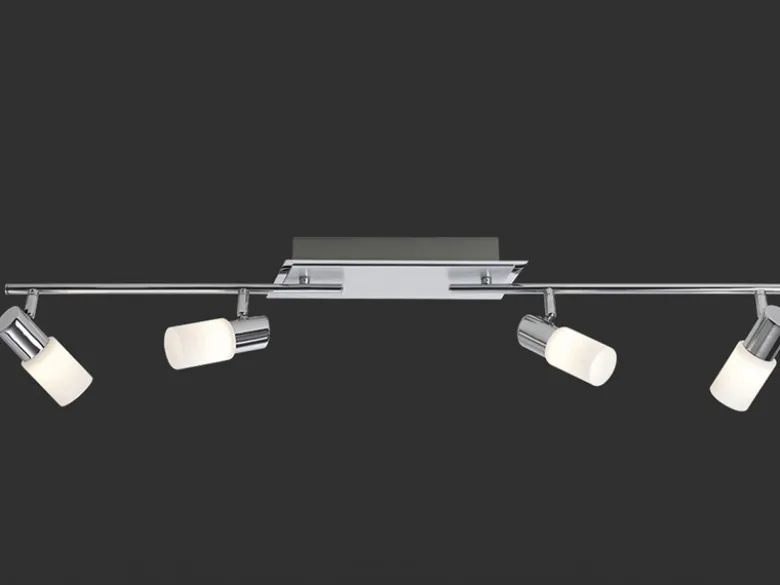 4-flammiger LED Deckenstrahler CLAPTON mit Glasschirmen, Breite 96cm