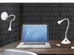 Flexible 2in1 LED Tischlampe & Wandlampe VIPER in Weiß, Schalter am Fuß
