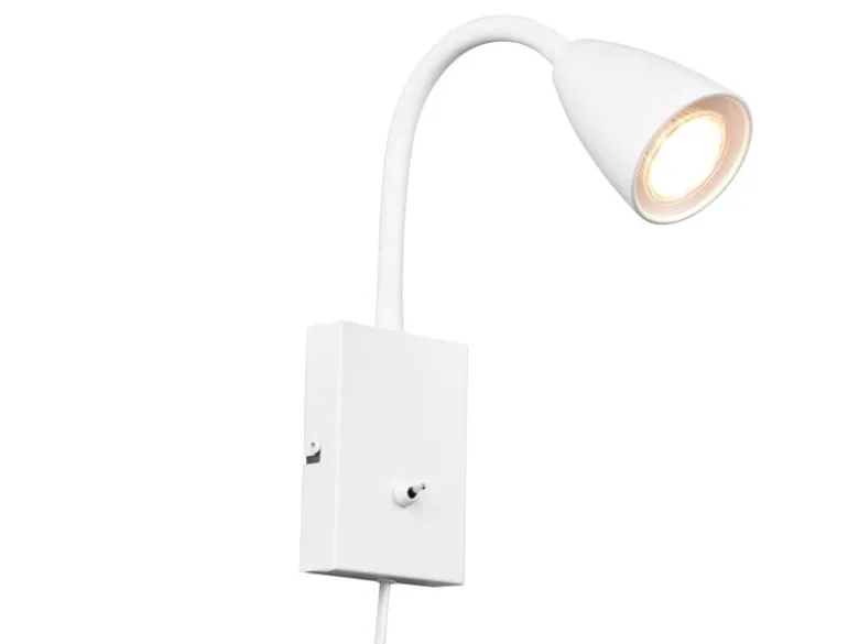 Flexible Leselampe WANDA, Wandleuchte mit & ohne Stecker, Weiß matt