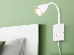 Flexible Leselampe WANDA, Wandleuchte mit & ohne Stecker, Weiß matt