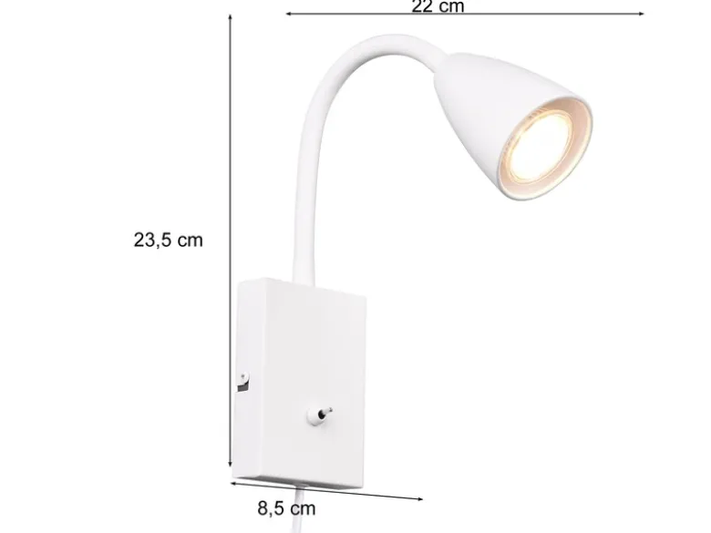 Flexible Leselampe WANDA, Wandleuchte mit & ohne Stecker, Weiß matt