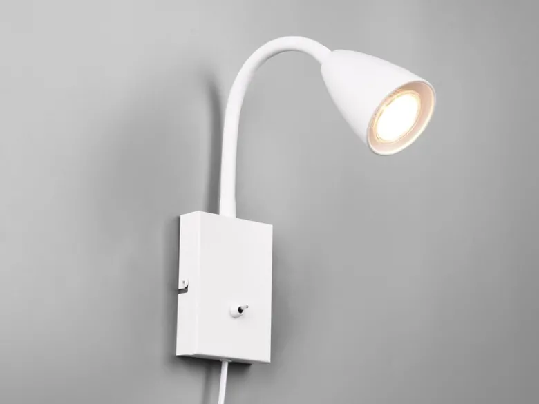 Flexible Leselampe WANDA, Wandleuchte mit & ohne Stecker, Weiß matt