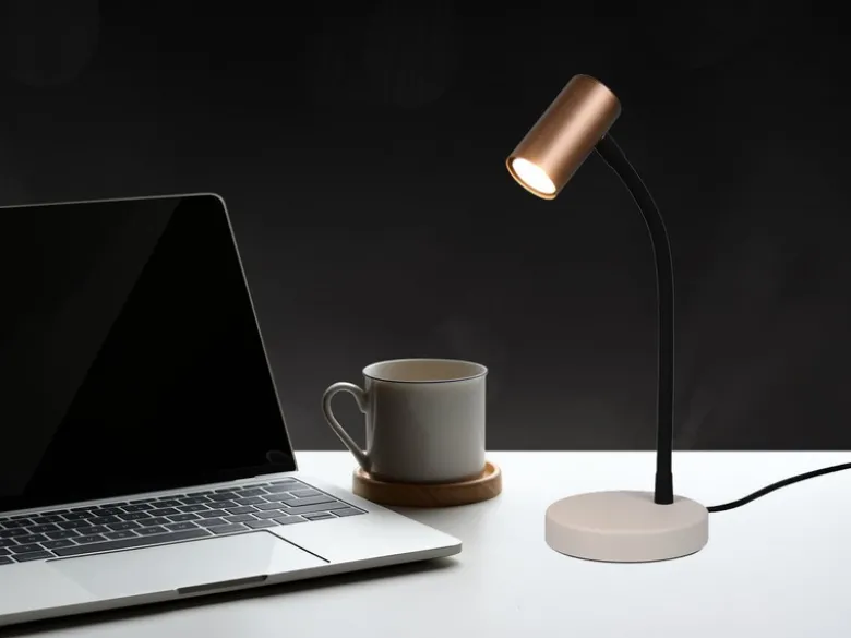Flexible Schreibtischlampe TARYN Coffee / Grau, Höhe 28cm