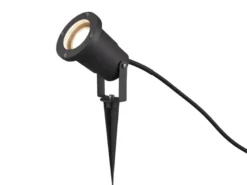 Gartenstrahler mit Erdspieß, 5m Anschlußkabel, Stecker & GU10 LED Ø 9cm