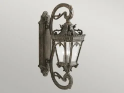Große antike Außenwandleuchte TOURNAI stehend Bronzefarbig, Höhe 96cm
