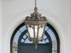 Große antike LED Hängelaterne Aluminium Bronzefarbig, Ø 30,5cm