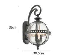 Große Außenwandleuchte HALLERON im Jugendstil, Anthrazit Höhe 58cm