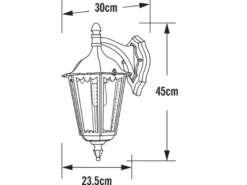 Große Außenwandleuchte Laterne hängend aus Aluminium Weiß, Höhe 45cm