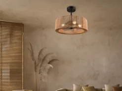 Große Boho Deckenleuchte SMILLUM mit Ventilator & Fernbedienung Ø 61cm