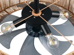 Große Boho Deckenleuchte SMILLUM mit Ventilator & Fernbedienung Ø 61cm
