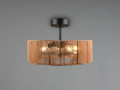 Große Boho LED Deckenleuchte Natur mit Ventilator & Fernbedienung Ø 61cm